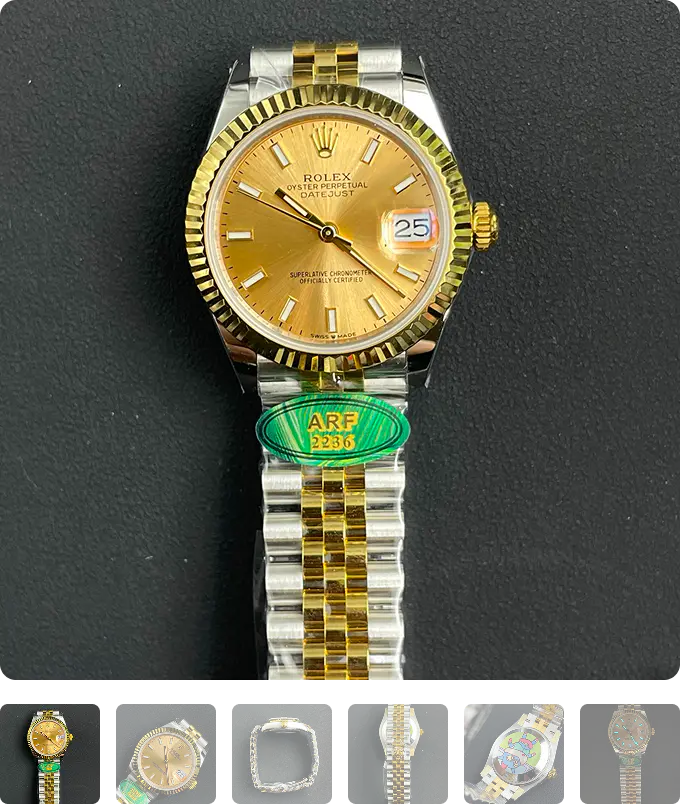 116233 Datejust 18K/SS with Champagne Stick Dial on Jubilee