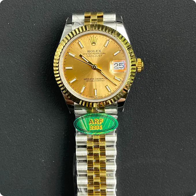 116233 Datejust 18K/SS with Champagne Stick Dial on Jubilee